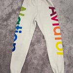 Aviator Nation  Sand Rainbow Logo Sweatpants Joggers New XS Photo 5