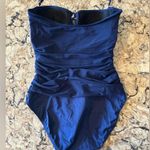 Lauren Ralph Lauren Lace Up Bandeau Swimsuit One Piece Size 6 Navy Blue Photo 1