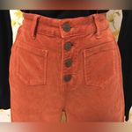 Buttons high waisted retro corduroy pants exposed flare corduroy cognac Photo 6