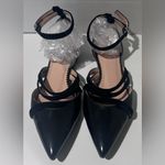 INCH2 Leather Strappy Pointed Toe Velvet Strap Ballet Flats EU Size 36 (US 5.5) Black Photo 4