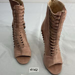 Womans Cape Robin Ankle Boots 8 Pink Back Zip Open Toe Stilettos Weave Detail Photo 0