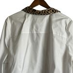 Chico's  4 Women Top 2X White Cheetah Trim Button Up Chic‎ Contemporary Office Photo 2