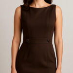 2000s Vintage M Siamo Brown Wool Belted Sheath Midi Dress Tailored Quiet Luxury Size 6 Photo 0