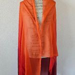 Orange and Red Sheer Ombre Wide Scarf Wrap Made In Italy Photo 2