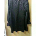 JODIFL  Satiny Black Animal Print Dress with Gathered Wrist and Pockets size L Photo 2