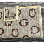 Guess Vintage  Saddle Black Credit Card Faux Patent Ostrich Checkbook Wallet Photo 2