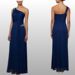 Alex Evenings Alex Evening Bead Waist‎ One Shoulder Chiffon Gown Photo 1