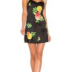 LPA Black Citrus Fruit Print Silk Mini Dress Photo 1