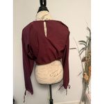 ZARA  Burgundy Cropped Long Sleeve Tie Back Shirt Womens Size S Photo 2