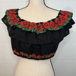 Herencia Collection Black Off the Shoulder Blouse w Red Embroidered Flowers 2XL Size XXL Photo 0