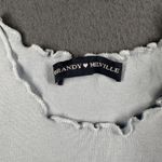 Brandy Melville  Shirt Womens Small Light Blue Lettuce Hem Ribbed Made in Italy Photo 2