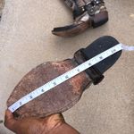 Stetson Western Harness Cowboy Boots Men 6.5 Biker Outlaw Snip Toe Handcrafted Leather Festival Rocker Brown Photo 9