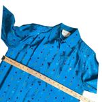 Vintage 100%Silk Midi Shirtdress‎ Women 4 Blue Geometric Shapes Print Retro Photo 13