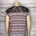 My Michelle MM by  NWT XL Chevron Stripe - Floral Lace Exposed Zipper Blouse Top Photo 4