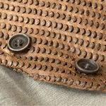 Transit Par Such Women’s Size 1 S Brown Woven Leather Sweater Back Button Vest Photo 5