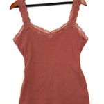 Maurice's XL Rouge Pink Solid Lace Trim Ribbed Tank Top Y2K Retro Babydoll Cute Photo 0