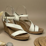 Toms  NEW Natural Linen Clarissa Canvas Espadrille Wedge Sandals Size 9.5 Summer Photo 0