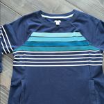 L.L Bean Navy Striped Dress with Pockets Size Medium Petite EUC Blue Photo 3