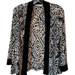 Vintage Aztec Daisy Print Cardigan Medium Black Photo 0