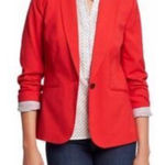 Merona | Bright Red Suit Blazer Cotton Stripe Lining Jacket Coat | Size 18 Photo 0