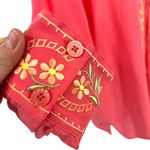 Diane Von Furstenberg  Vintage Floral Embroidered Silk Button-Up Blouse Large Photo 14