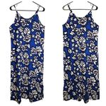 Koko Knot Rayon Blue White Floral Tropical Hawaiian Maxi Dress USA Medium Photo 1