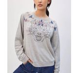 Anthropologie Luna Mercantile Co Gray Graphic Tiger Embellished Crew Sweatshirt Photo 1