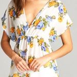 DNA  White Floral Chiffon Semi Sheer Blouse Photo 0