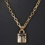 Tory Burch NWT  Double sided Padlock chunky gold necklace with Dustbag Photo 3
