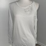 Vocal  USA McBling White Cutout Rhinestone Cold Shoulder Long Sleeve Top Size M  Photo 0