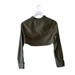 Vetta Olive Green Long Sleeves Button Down Cropped Top SZ S #1971 Photo 5