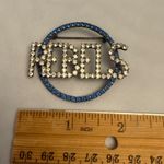 1990s High School Vintage REBELS Rhinestone Brooch Pin Crystal Sparkle Lapel Blue Photo 3