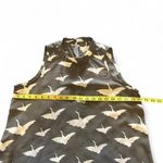 Loft  Swan/Crane Bird Print Sleeveless Grey High Neck Halter Top Blouse Photo 3