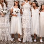 Needle & Thread Primrose Pastel Pink Bow Off Shoulder Wedding Prom Dress Gown Photo 6