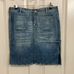 Calvin Klein Jeans Distressed Hem Denim Skirt Photo 2