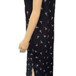 Cotton Connection Linen Black Pink Embroidered Palm Tree Tropical Preppy Dress Photo 4