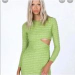 Princess Polly Textured Green Long Sleeve Cut Out Dress Size 2 Photo 1
