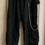 Women's Dark Green Cargo Pants with Chain Black Photo 0