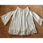 Solitaire SWIM White Cold Shoulder Tunic Cover-Up Lace Inserts Size M Photo 6