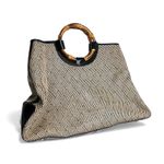 Talbots  tote Bag Purse Large Beach Travel bamboo handles woven pattern Tapastry Photo 1