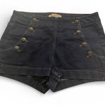 Blue Spice Mid Rise Denim Sailor Shorts Women Junior 9/10 Button Dark Wash 50’s Photo 0