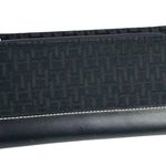 Tommy Hilfiger TRIFOLD WALLET Black TH Logo Snap Card ID Jacquard Faux Leather Photo 1