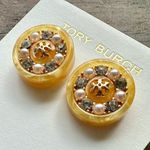 Tory Burch New Women's Roxanne Goldtone & Multi-Stone Small Button Stud Earrings Photo 2
