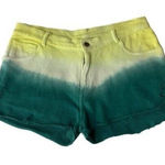ZARA Trafaluc Dip Dye Ombre High Rise Shorts Green Yellow Summer Small Photo 0