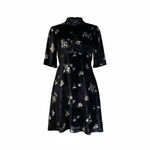 Free People  NEW Women Size 0 Black Be My Baby Velvet Mini Dress Mock Neck Floral Photo 3