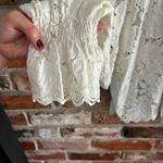 Free People  White Lace Olivia Long Sleeve Blouse Shirt Top, M Photo 5