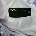 ASOS LUXE Ruffle One Shoulder Jacquard Mini Dress Purple Silver 6 Runs Small Photo 6