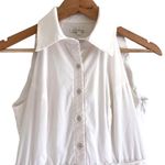 Shoshanna Collared Tiered Sleeveless Button Shirt Dress Fit and Flare White 4 Photo 2