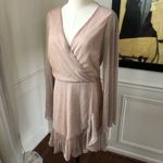 Saks 5th Avenue NWT  Blush Shimmer Wrap Dress $350 M Photo 2