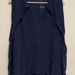 C/MEO COLLECTIVE Cold Shoulder Top Women Large Navy Blue Lined Blouse Anthro Photo 0